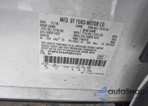 2019 Ford Edge Titanium из США, поврежденный, VIN 2FMPK3K94KBB23223